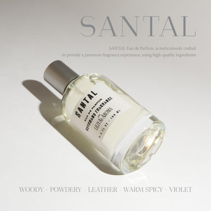 SANTAL Eau de Parfum, Gourmand Fragrance, VEGAN - Paraben Free, 3.4 Fl Oz