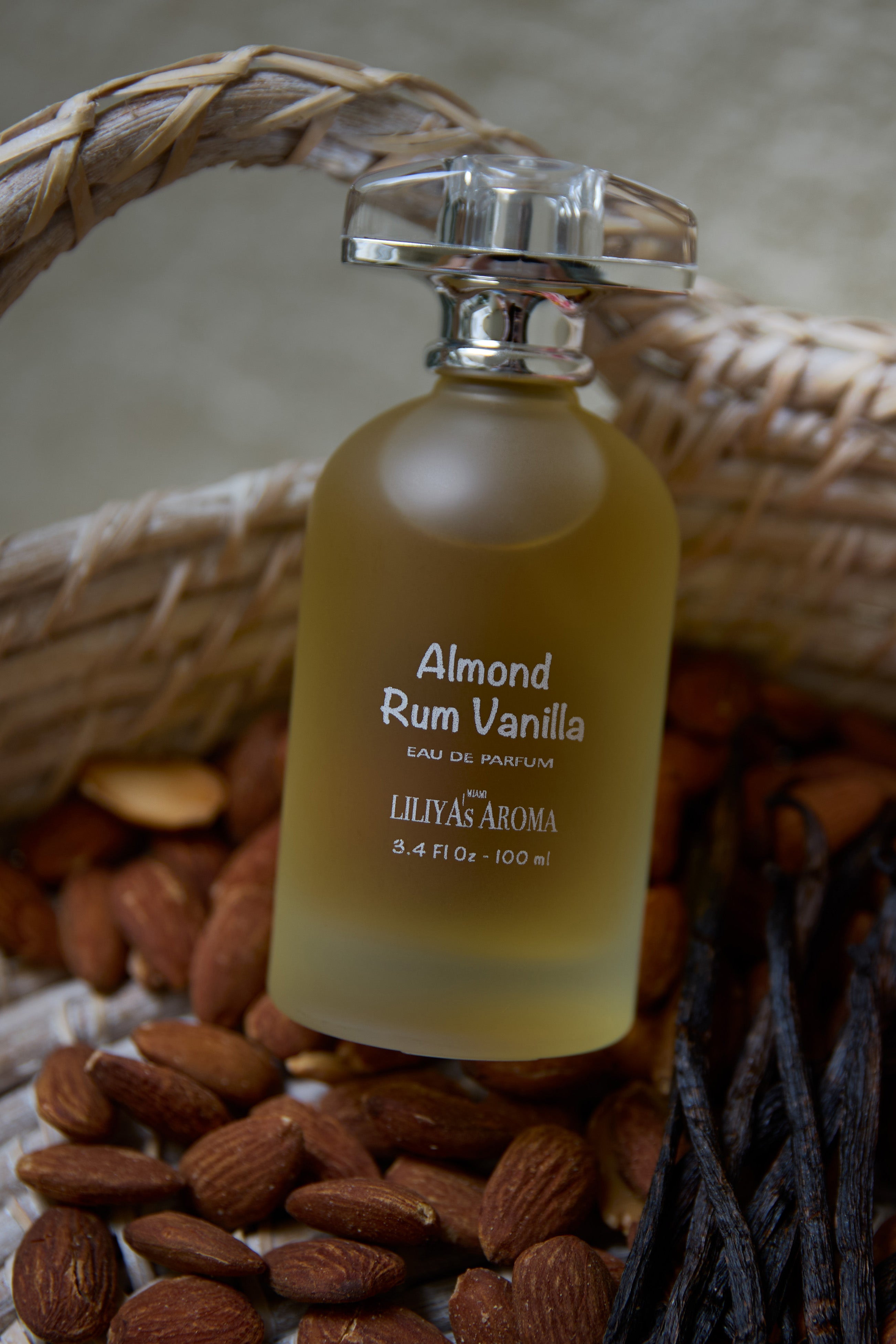 Almond Rum Vanilla Eau De Parfum by Liliya’s Aroma with bitter almond, rum, and vanilla notes