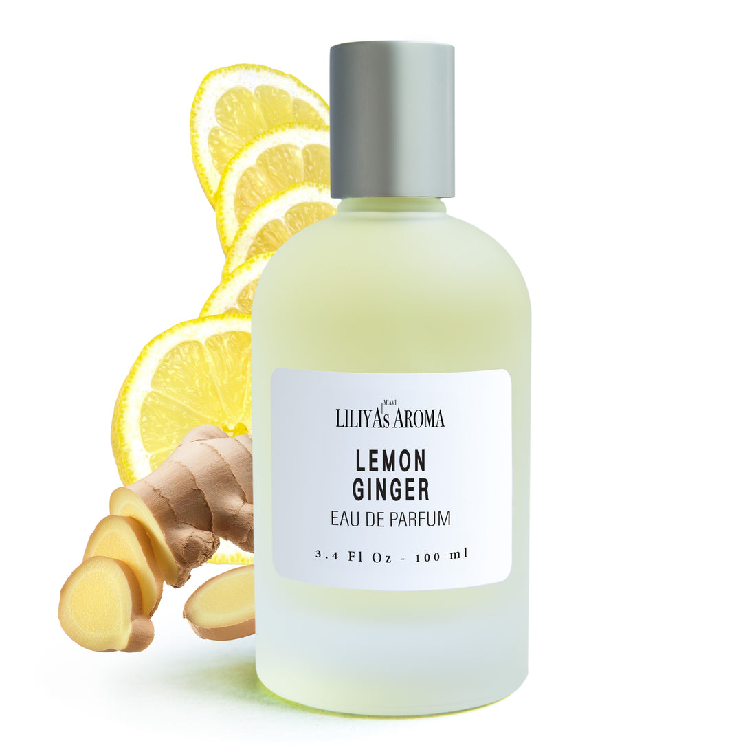 Perfume Lemon - Ginger with Citrus Vegan Essential Oils - Clean Scent - Cruelty Free - Unisex Eau de Parfum  3.4 Fl Oz