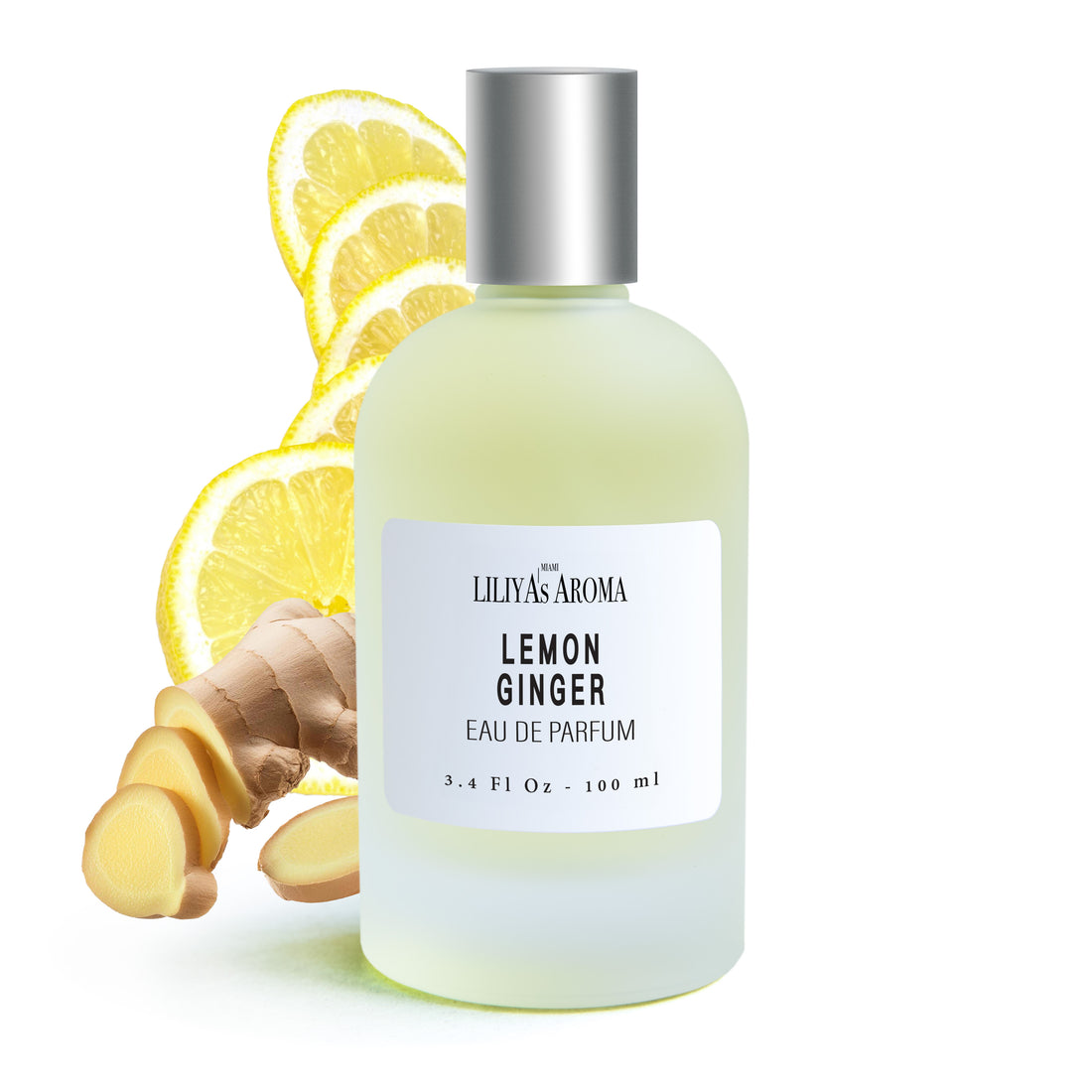 Perfume Lemon - Ginger with Citrus Vegan Essential Oils - Clean Scent - Cruelty Free - Unisex Eau de Parfum  3.4 Fl Oz