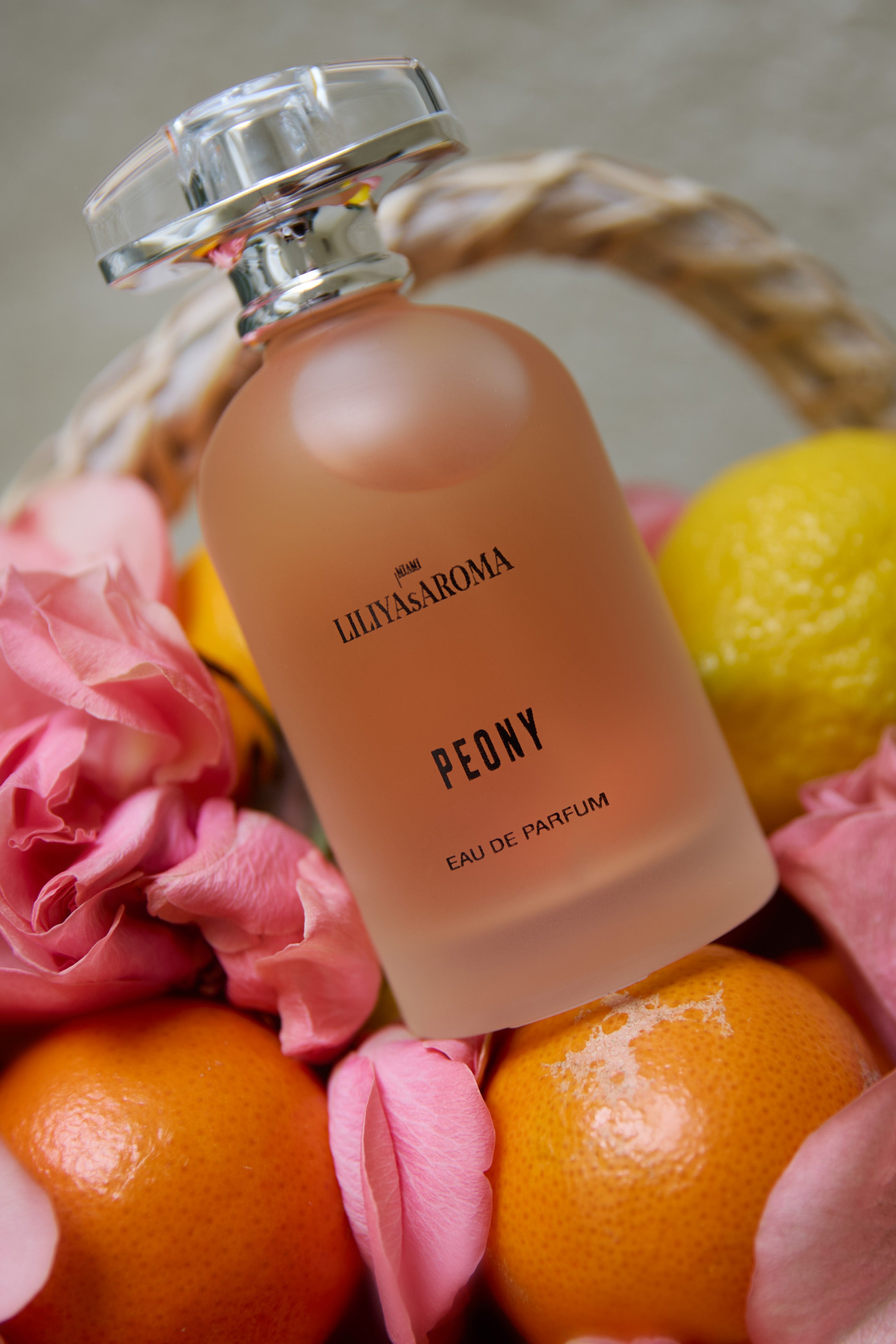 Peony Eau De Parfum by Liliya’s Aroma – a refined floral fragrance for women, blending delicate peony petals with fresh citrus notes in a timeless luxury composition.