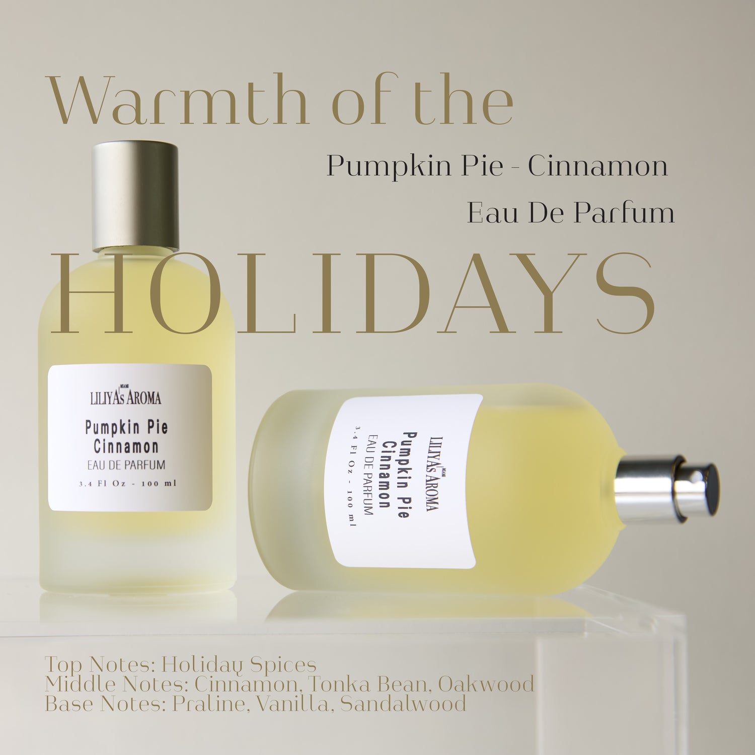 Pumpkin Pie Cinnamon Eau De Parfum – Unisex Holiday Fragrance for Thanksgiving &amp; Christmas – Warm, Spicy &amp; Sweet Scent – Long-Lasting – Perfect Seasonal Perfume for Men &amp; Women