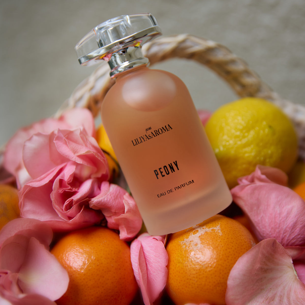 Peony Eau De Parfum by Liliya’s Aroma – a refined floral fragrance for women, blending delicate peony petals with fresh citrus notes in a timeless luxury composition.