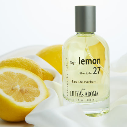 Royal Lemon 27 Eau De Parfum - Vegan &amp; Clean Perfume for Women &amp; Men - Citrus Perfume - Fresh Lemon Notes &amp; Green Musk 3.4 Fl Oz