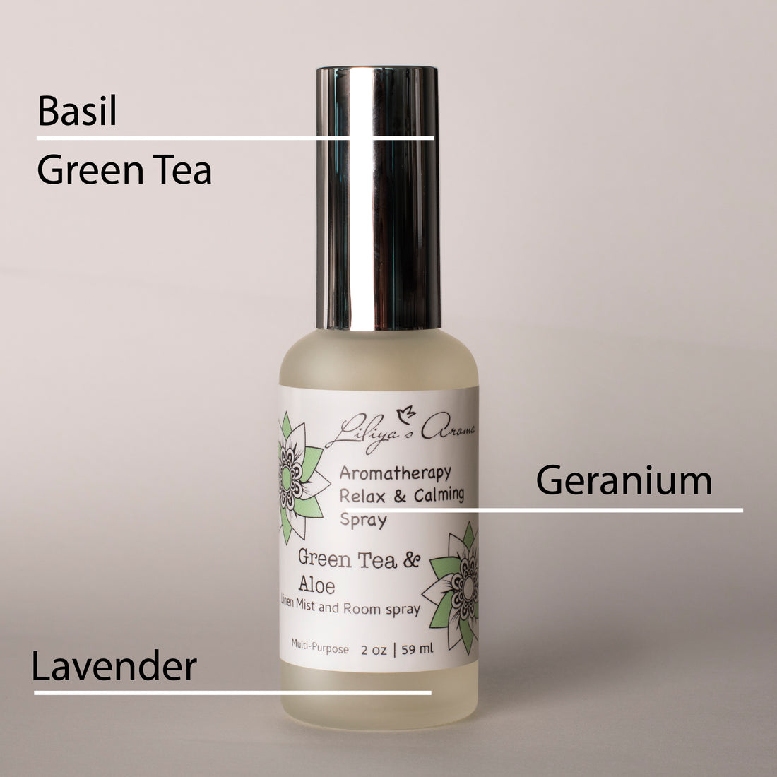 Aromatherapy Relax and Calming Spray with Green Tea, Aloe Essential Oils 2oz| 59ml