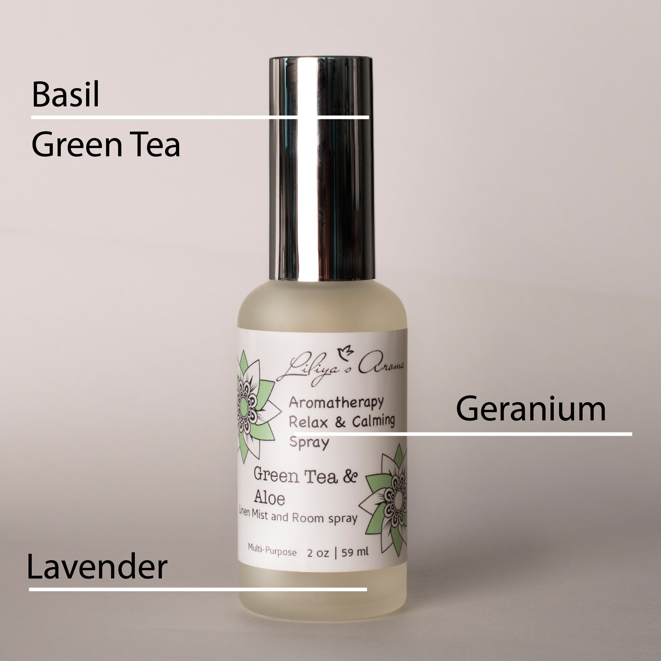 Aromatherapy Relax and Calming Spray - Green Tea, Lavender Oils 2oz| 59ml